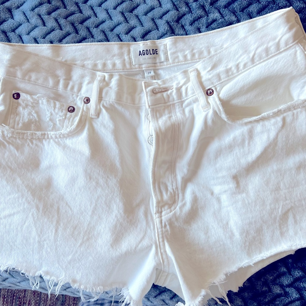 AGolde Parker White Denim Shorts. 29
